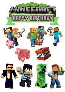 Вафельна картинка "Happy Birthday" "MINECRAFT" /ВК-0141/ - А4 ВК-0141 фото