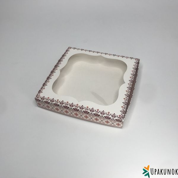 Коробка для пряника, 200*200*30 мм, з вікном, "Вишиванка" к1529 фото