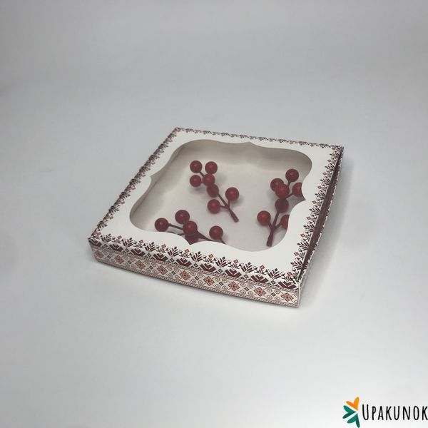 Коробка для пряника, 200*200*30 мм, з вікном, "Вишиванка" к1529 фото