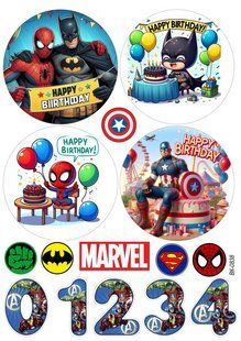 Вафельная картинка"Marvel" "День рождения" /ВК-0838/-А4 ВК-0838 фото