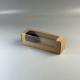 Коробка для макаронс, 200*60*60 мм, с окном, крафт АП-103 фото