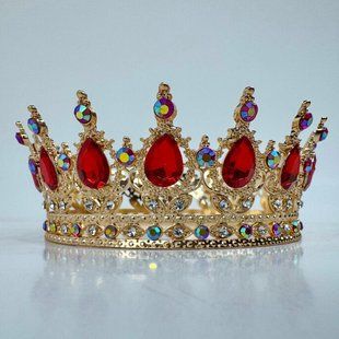 Корона для торта, "золото - красная/голограмма", СТАНДАРТ✚, &empty;12 см КТС-12-6 фото