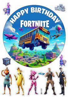 Вафельная картинка "Fortnite" "День рождения" /ВК-1131/-А4 ВК-1131 фото