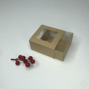 Коробка для подарунка, 90*90*50 мм, з вікном, крафт М0003-о31 фото