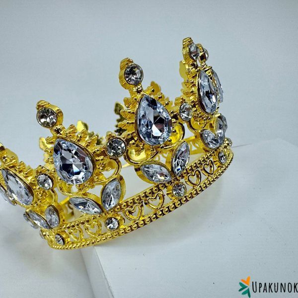 Корона для торта, "золото - біла", СТАНДАРТ, &empty; 8 см КТС-08-1 фото