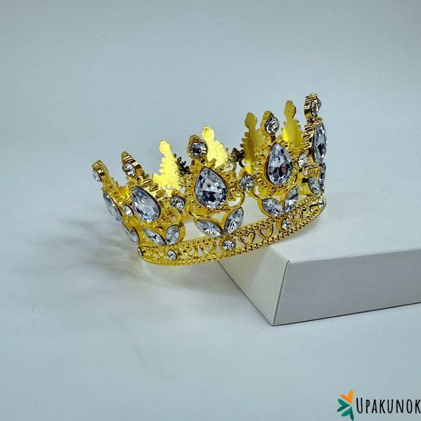 Корона для торта, "золото - біла", СТАНДАРТ, &empty; 8 см КТС-08-1 фото