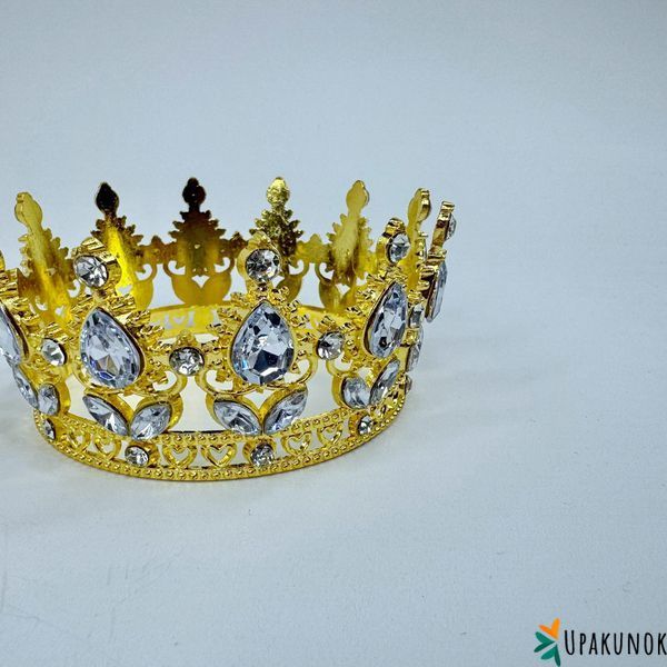 Корона для торта, "золото - біла", СТАНДАРТ, &empty; 8 см КТС-08-1 фото