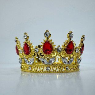 Металлическая легкая корона на торт, "золото - червона", СТАНДАРТ, &empty; 8 см КТС-08-3 фото