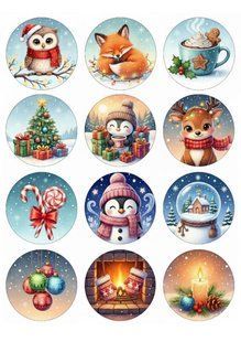 Вафельная картинка для капкейков "New Year" праздничкая /ВК-0140/ - А4 - новогодний декор для десертов ВК-0140 фото