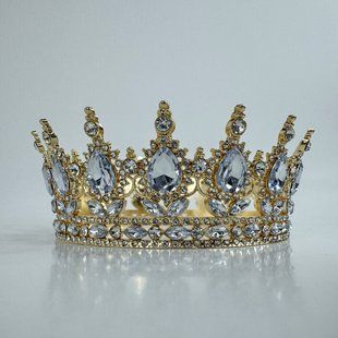 Металлическая легкая корона на торт, "золото - белая", ПРЕМИУМ, &empty;12 см КТП-12-4 фото