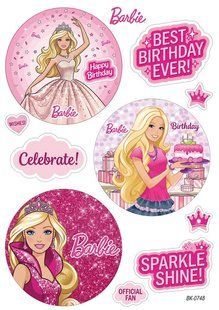 Вафельная картинка " Barbie""День рождения" /ВК-0748/-А4 ВК-0748 фото