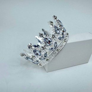 Корона на торт, "серебро - белая", СТАНДАРТ, &empty; 8 см КТС-08-5 фото