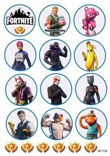Вафельная картинка "Fortnite" "День рождения" /ВК-1136/-А4 ВК-1136 фото