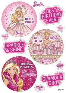 Вафельная картинка " Barbie""День рождения" /ВК-0749/-А4 ВК-0749 фото