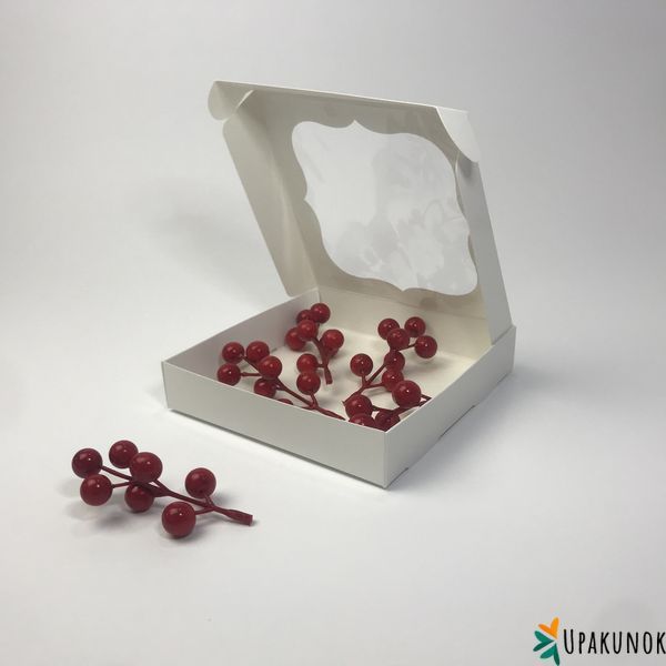 Коробка для пряника, 150*150*30 мм, з вікном, біла к912 фото