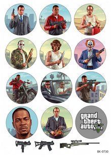 Вафельная картинка "Grand Theft Auto V""День рождения" /ВК-0730/-А4 ВК-0730 фото