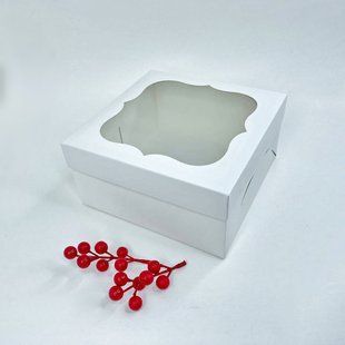 ❎ Коробка ОПТ, 200*200*100 мм,【ящик - 130 шт】▣▣, з вікном, біла к2244 фото