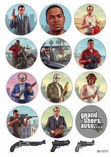 Вафельная картинка "Grand Theft Auto V""День рождения" /ВК-0731/-А4 ВК-0731 фото