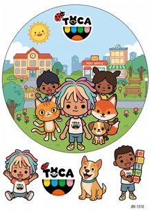 Вафельная картинка "Toca Boca" "День рождения" /ВК-1516/-А4 ВК-1516 фото