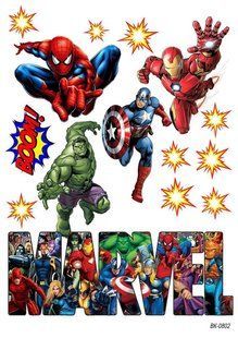 Вафельная картинка"Marvel" "День рождения" /ВК-0802/-А4 ВК-0802 фото