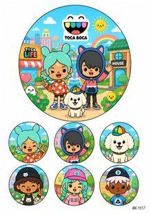 Вафельная картинка "Toca Boca" "День рождения" /ВК-1517/-А4 ВК-1517 фото