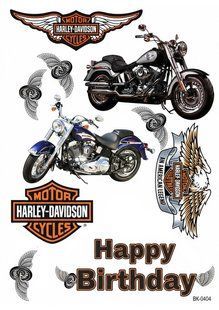 Вафельная картинка "Для мужчины" "День рождения" "Harley-Davidson" /ВК-0404/ - А4 ВК-0404 фото