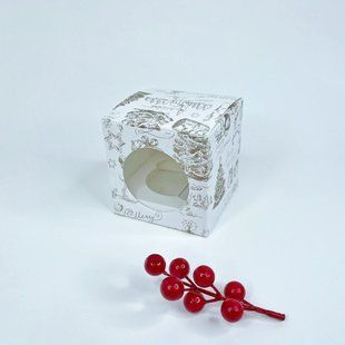 Коробка для капкейків (1 шт.), 90*90*90 мм, з вікном, "Merry Christmas" 18-00351 фото