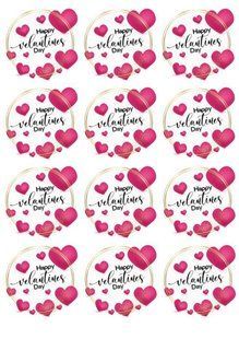 Вафельна картинка для капкейків "Happy Vilentine`s Day" /ВК-0207/ - А4 ВК-0207 фото