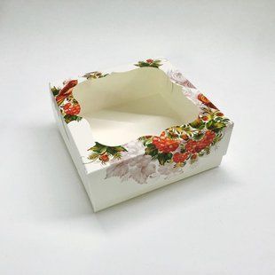 Коробка для зефира, 150*150*60 мм, с окном, "Калина" к1984 фото