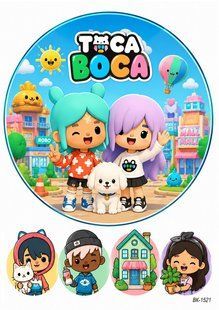Вафельна картинка "Toca Boca" "День народження" /ВК-1521/-А4 ВК-1521 фото