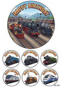 Вафельная картинка "Локомотивы" "День рождения" /ВК-1209/-А4 ВК-1209 фото