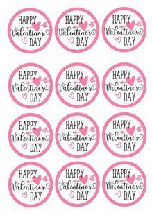 Вафельний декор для капкейків "Happy Vilentine`s Day" /ВК-0210/ - А4 ВК-0210 фото