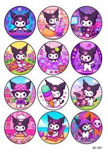 Вафельна картинка "Kuromi" "День народження" /ВК-1587/-А4 ВК-1587 фото