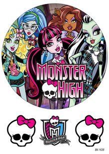 Вафельна картинка "Monster High" "День народження" /ВК-1638/-А4 ВК-1638 фото