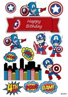 Вафельная картинка"Marvel" " Captain America""День рождения" /ВК-0810/-А4 ВК-0810 фото