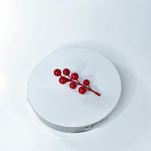 Подложка под торт (ДВП - 3 мм), 200 мм, круглая, белая-крафт (10 шт.) ХДФ-2123-10 фото