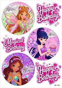 Вафельная картинка "Winx" "День рождения" /ВК-1162/-А4 ВК-1162 фото