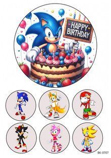 Вафельная картинка "Sonic""День рождения" /ВК-0707/-А4 ВК-0707 фото