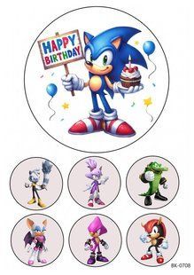 Вафельная картинка "Sonic""День рождения" /ВК-0708/-А4 ВК-0708 фото