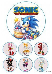 Вафельная картинка "Sonic""День рождения" /ВК-0709/-А4 ВК-0709 фото