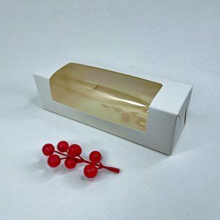 Коробка для макаронс, 200*60*60 мм, с окном, белая ВТП-4001 фото