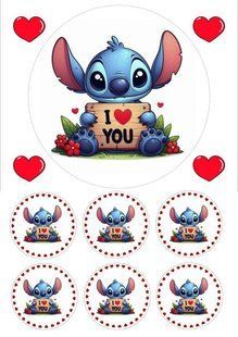 Вафельна картинка "I love you" "Stitch" /ВК-0092/ - А4 ВК-0092 фото