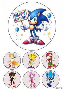 Вафельная картинка "Sonic""День рождения" /ВК-0710/-А4 ВК-0710 фото
