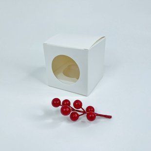Коробка для капкейків (1 шт.), 90*90*90 мм, з вікном, біла 18-00343 фото