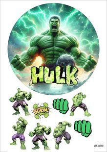 Вафельная картинка"Marvel" " Hulk""День рождения" /ВК-0818/-А4 ВК-0818 фото