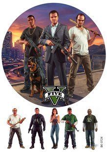 Вафельная картинка "Grand Theft Auto V""День рождения" /ВК-0724/-А4 ВК-0724 фото