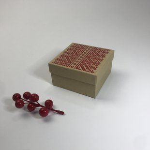 Коробка для подарунка, 90*90*50 мм, без вікна, крафт "Вишиванка" М0003-о44 фото
