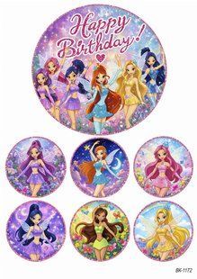 Вафельная картинка "Winx" "День рождения" /ВК-1172/-А4 ВК-1172 фото