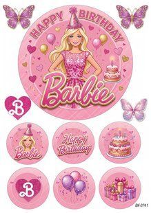 Вафельная картинка " Barbie""День рождения" /ВК-0741/-А4 ВК-0741 фото