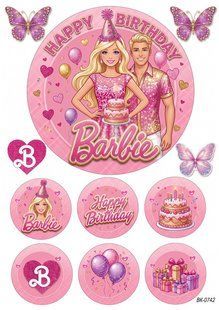 Вафельная картинка " Barbie""День рождения" /ВК-0742/-А4 ВК-0742 фото